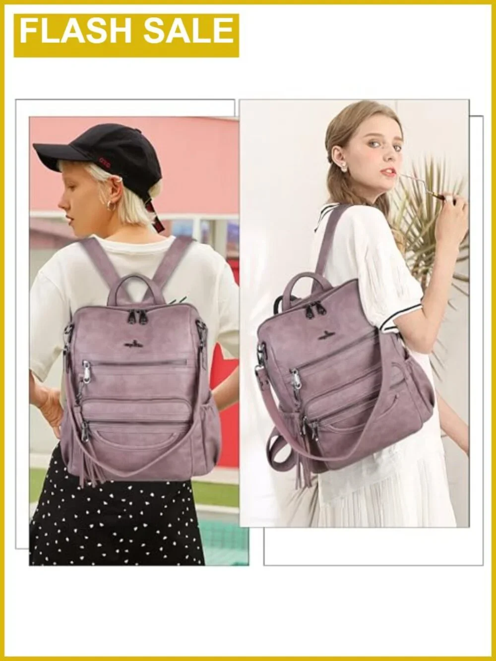 PU Leather Women's Backpack Purse - Casual Laptop Shoulder Bag Travel